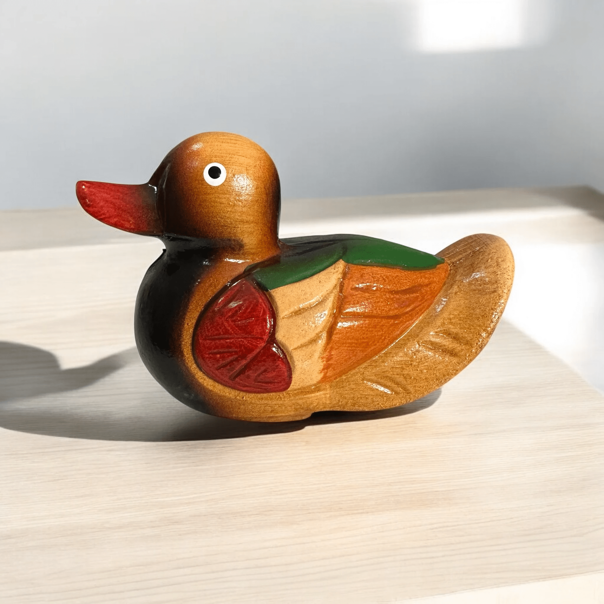 Handcrafted Colorful Wooden Duck by Music Frog Co