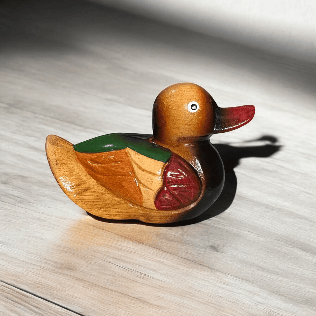 Handcrafted Colorful Wooden Duck by Music Frog Co