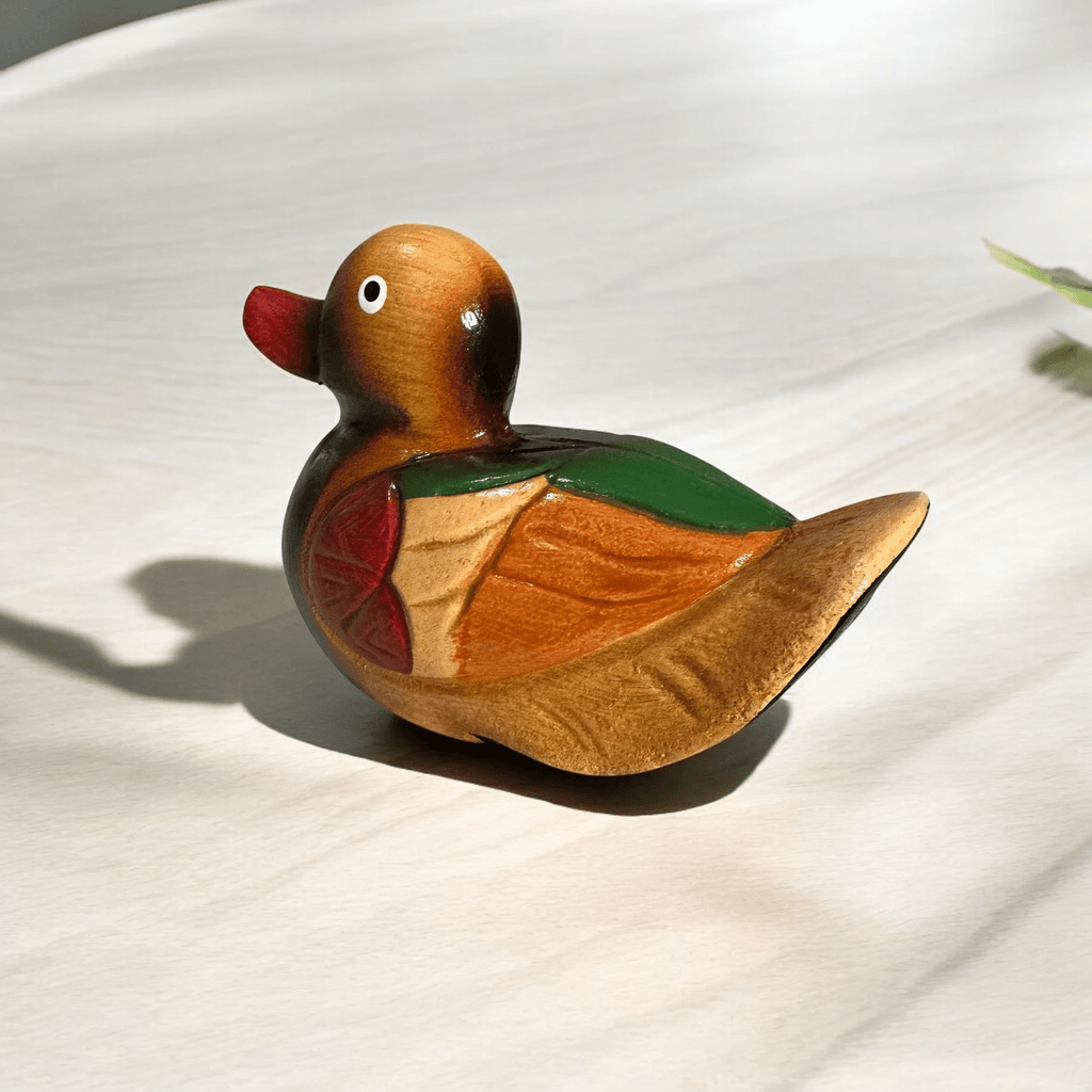 Handcrafted Colorful Wooden Duck by Music Frog Co