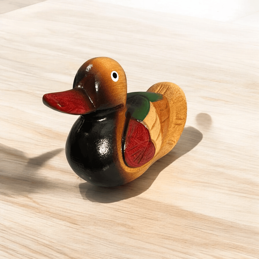 Handcrafted Colorful Wooden Duck by Music Frog Co