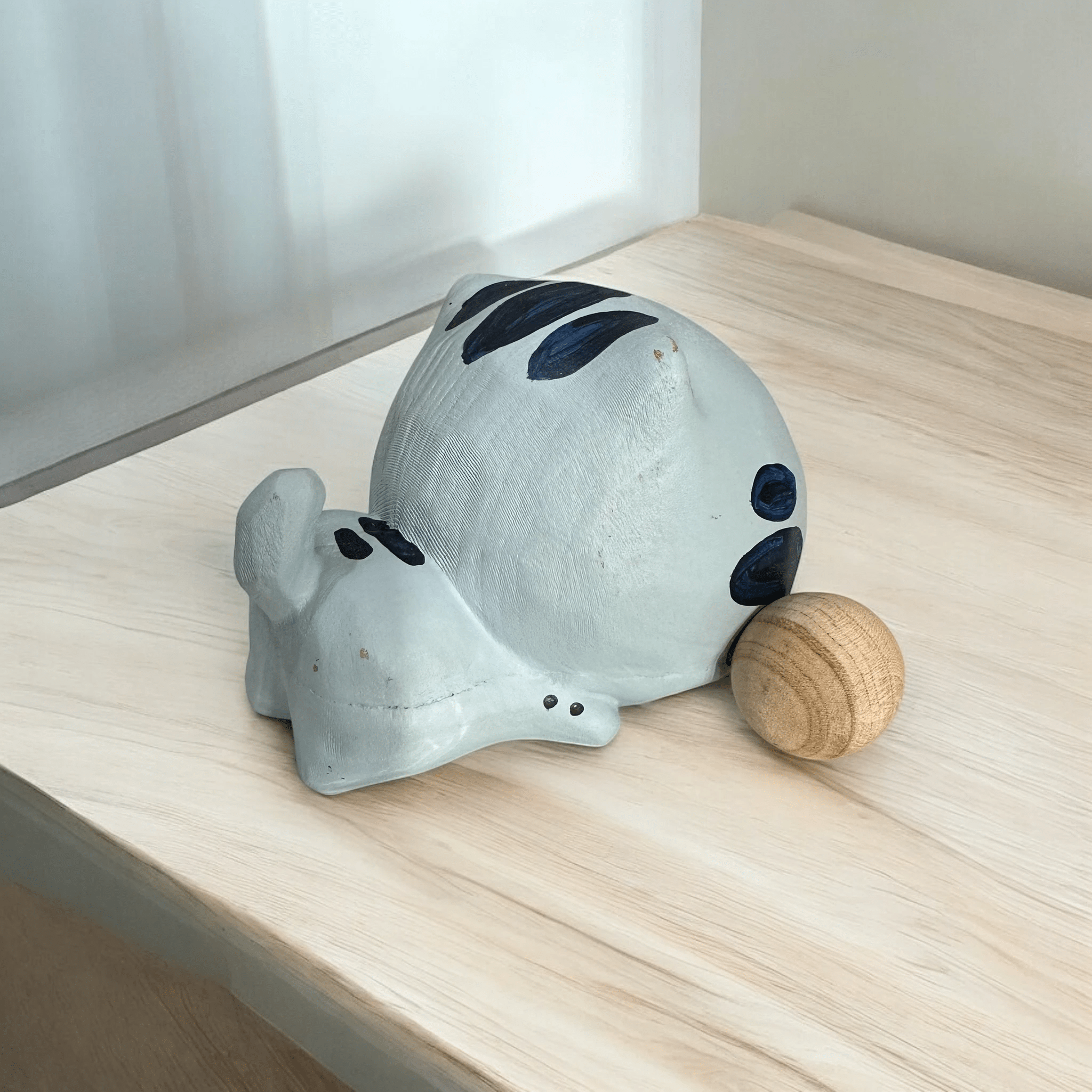 Handcrafted Cute Cat Wooden Percussion Instrument by Music Frog Co