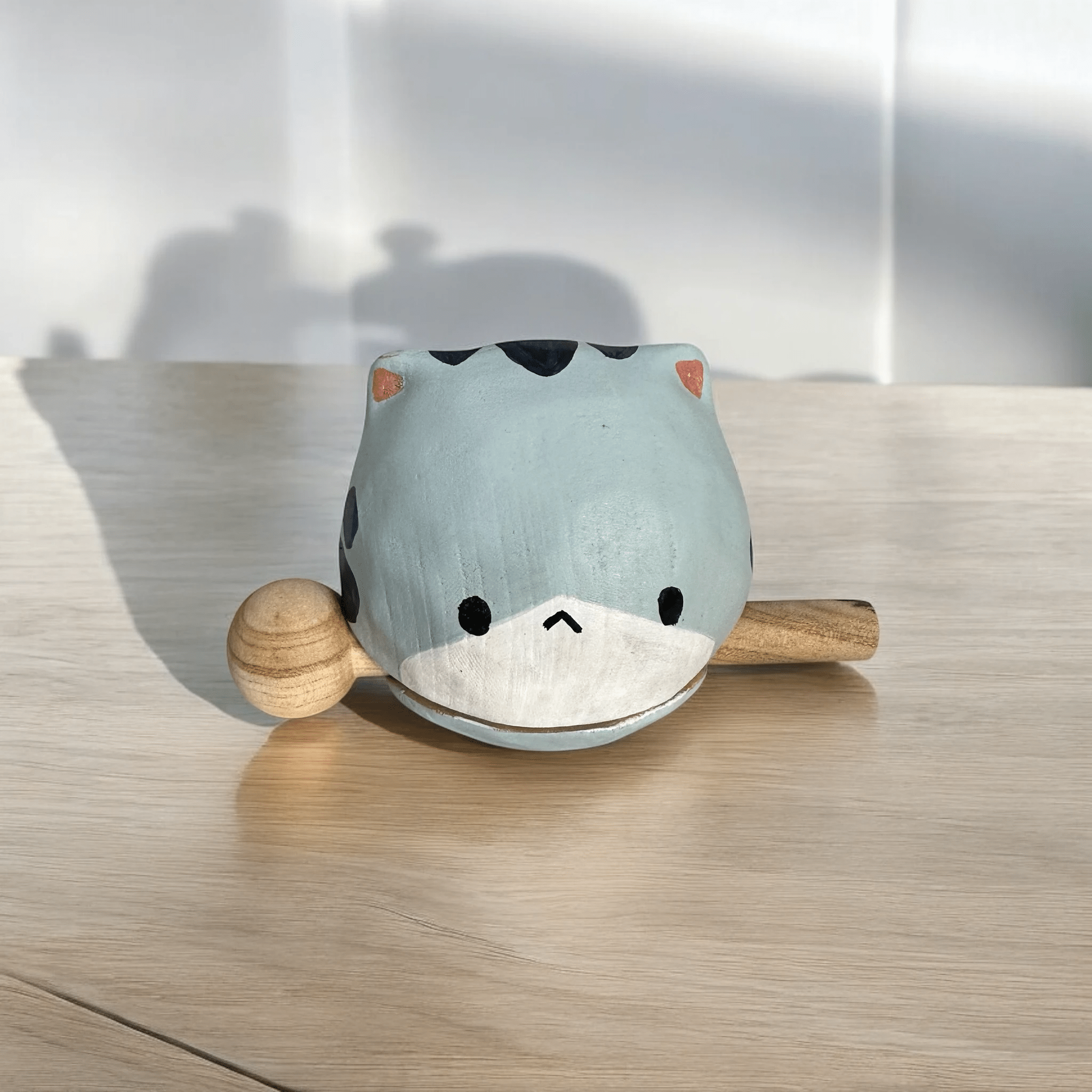 Handcrafted Cute Cat Wooden Percussion Instrument by Music Frog Co