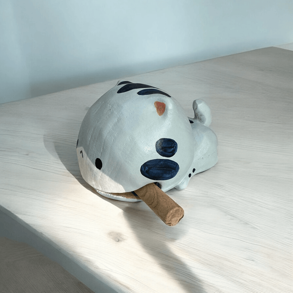 Handcrafted Cute Cat Wooden Percussion Instrument by Music Frog Co