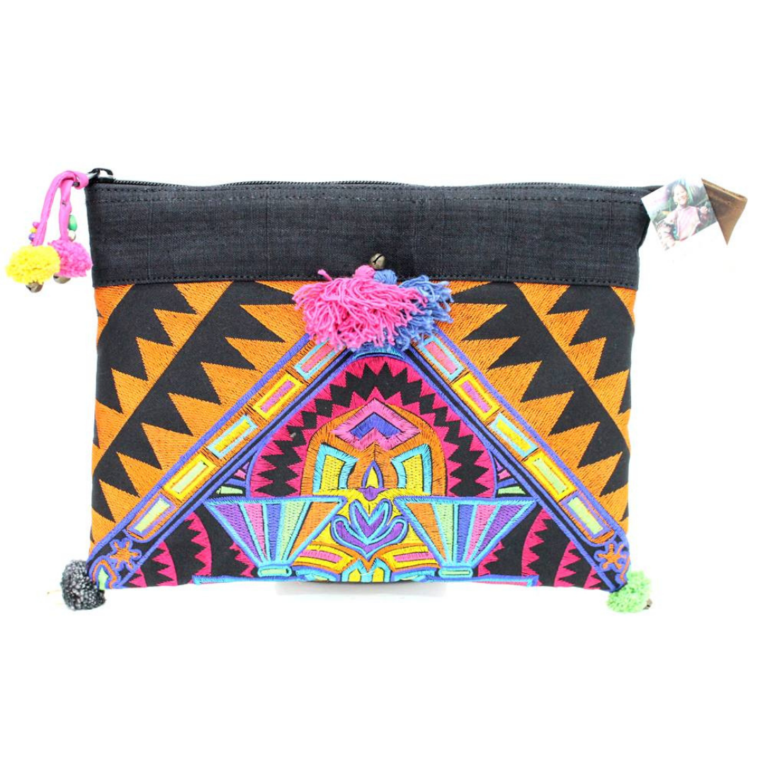 Handcrafted Embroidered Clutch | iPad Bag - Thailand Bags La Vie Bien Handcrafted Embroidered Clutch | iPad Bag - Thailand