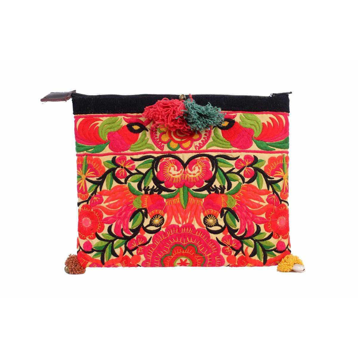 Handcrafted Embroidered Clutch | iPad Bag - Thailand Bags La Vie Bien Handcrafted Embroidered Clutch | iPad Bag - Thailand