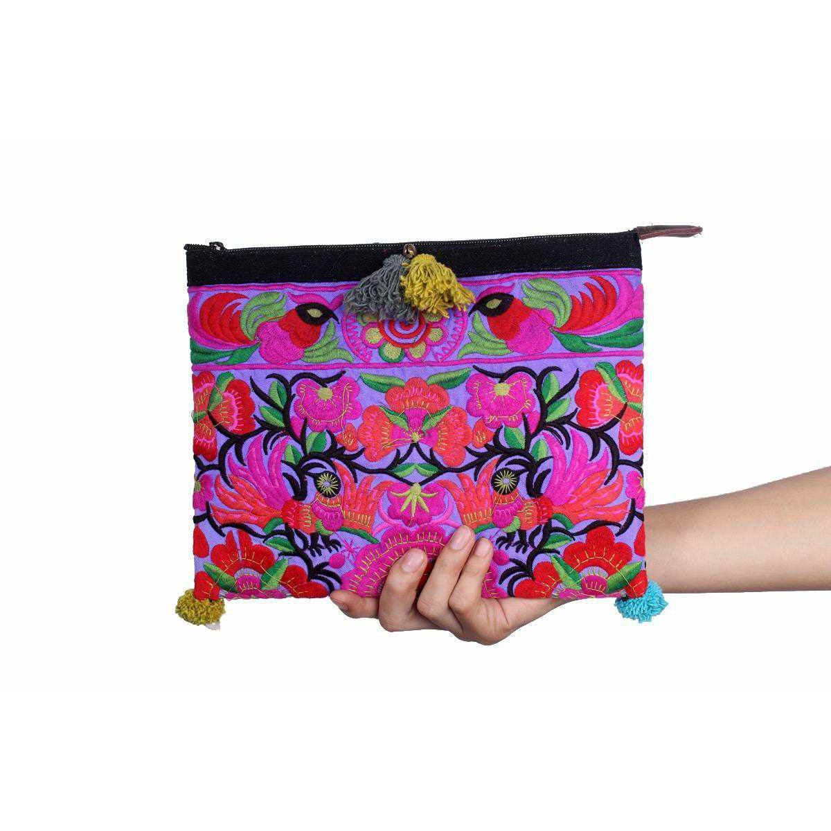 Handcrafted Embroidered Clutch | iPad Bag - Thailand Bags La Vie Bien Handcrafted Embroidered Clutch | iPad Bag - Thailand