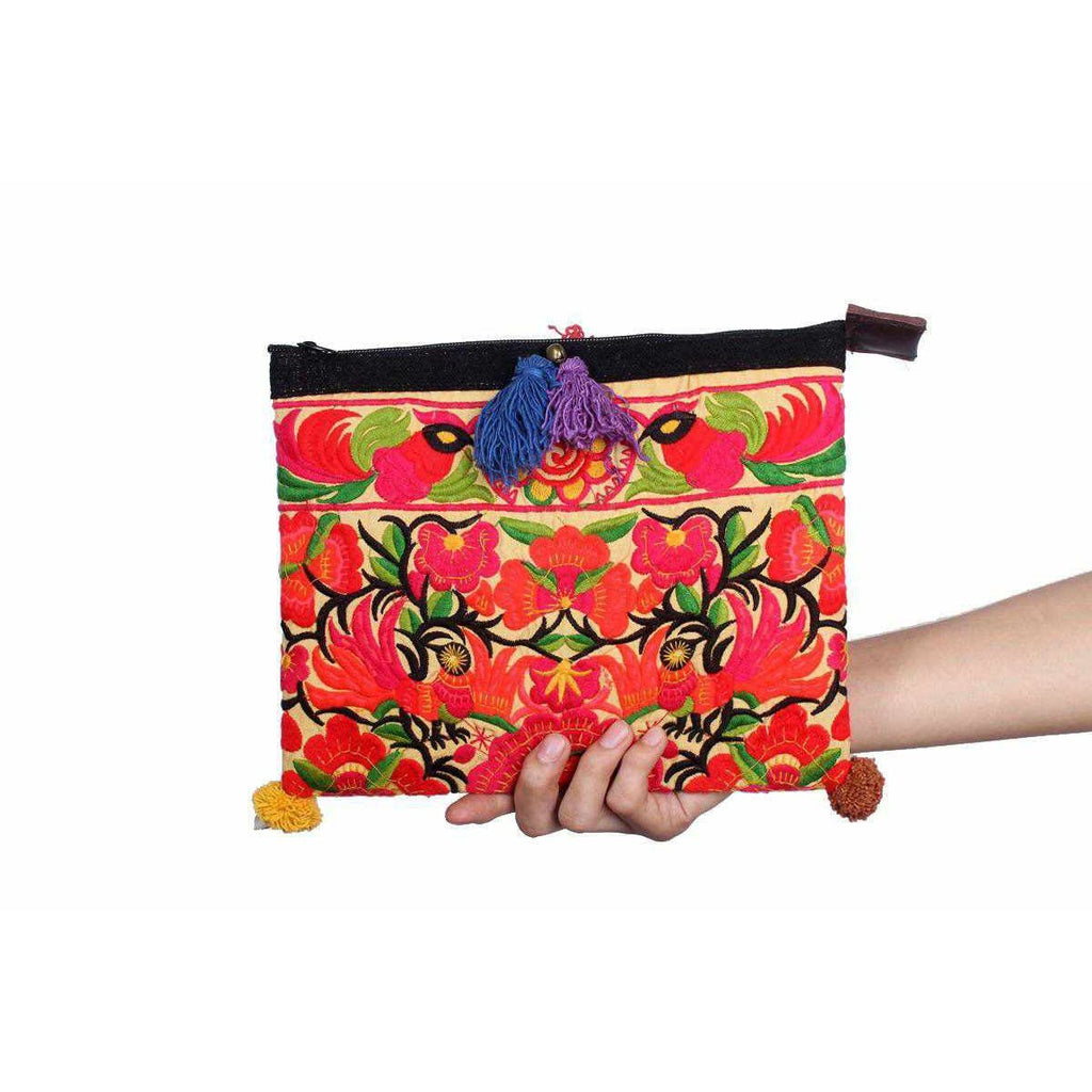 Handcrafted Embroidered Clutch | iPad Bag - Thailand Bags La Vie Bien Handcrafted Embroidered Clutch | iPad Bag - Thailand