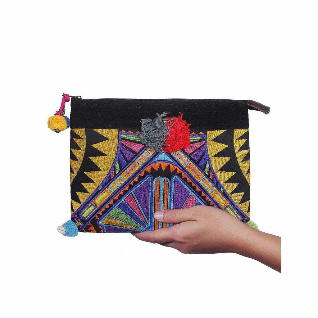 Handcrafted Embroidered Clutch | iPad Bag - Thailand Bags La Vie Bien Handcrafted Embroidered Clutch | iPad Bag - Thailand