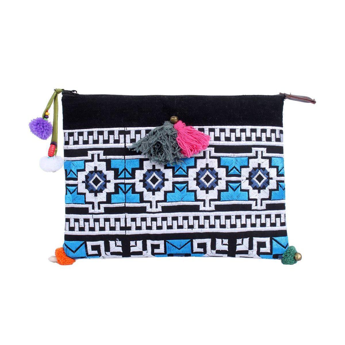 Handcrafted Embroidered Clutch | iPad Bag - Thailand Bags La Vie Bien Handcrafted Embroidered Clutch | iPad Bag - Thailand