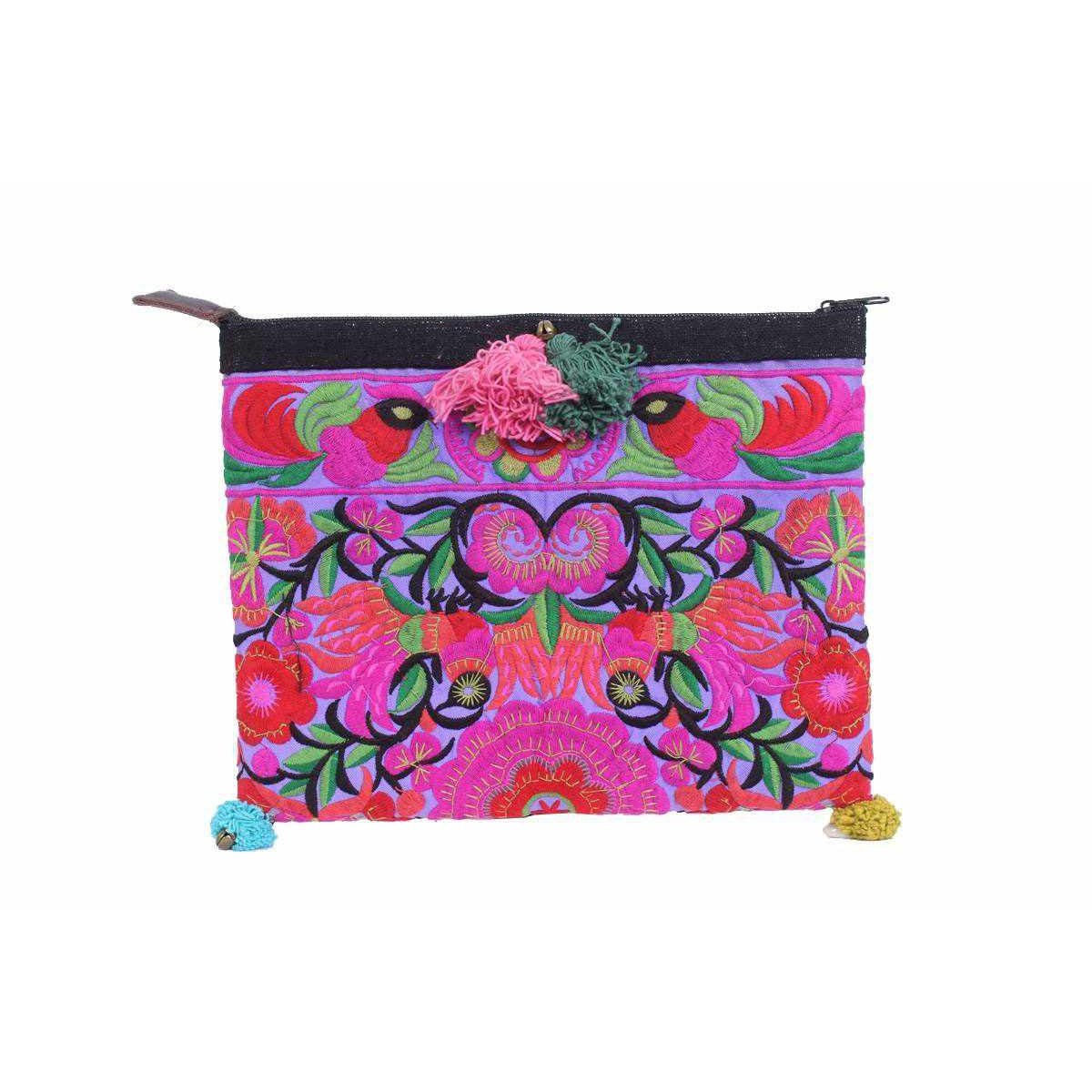 Handcrafted Embroidered Clutch | iPad Bag - Thailand Bags La Vie Bien Handcrafted Embroidered Clutch | iPad Bag - Thailand