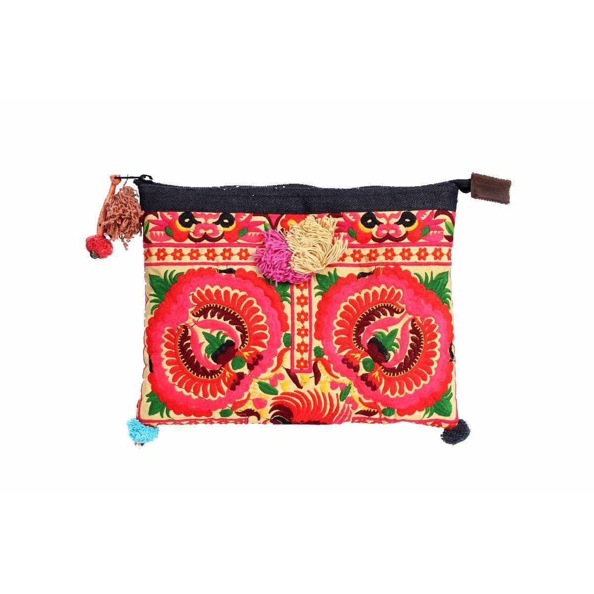Handcrafted Embroidered Clutch | iPad Bag - Thailand Bags La Vie Bien Handcrafted Embroidered Clutch | iPad Bag - Thailand
