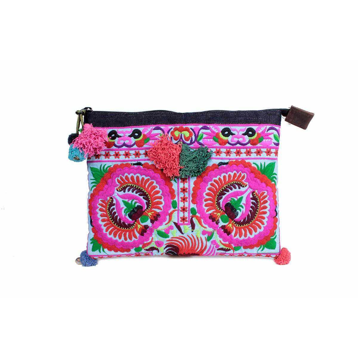 Handcrafted Embroidered Clutch | iPad Bag - Thailand Bags La Vie Bien Handcrafted Embroidered Clutch | iPad Bag - Thailand