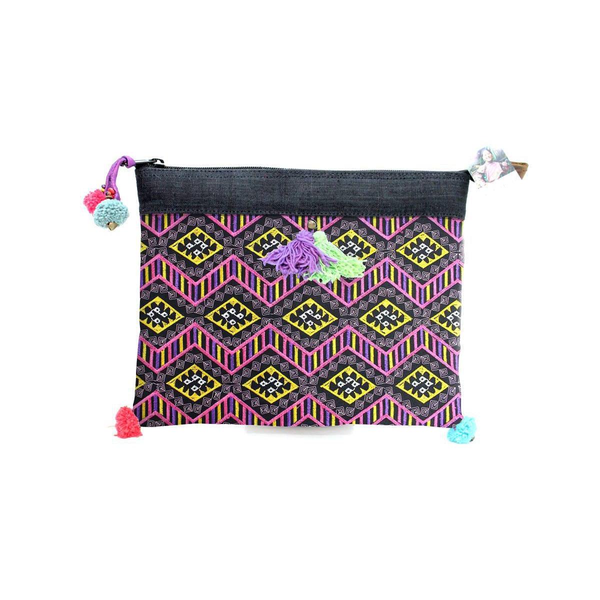 Handcrafted Embroidered Clutch | iPad Bag - Thailand Bags La Vie Bien Handcrafted Embroidered Clutch | iPad Bag - Thailand