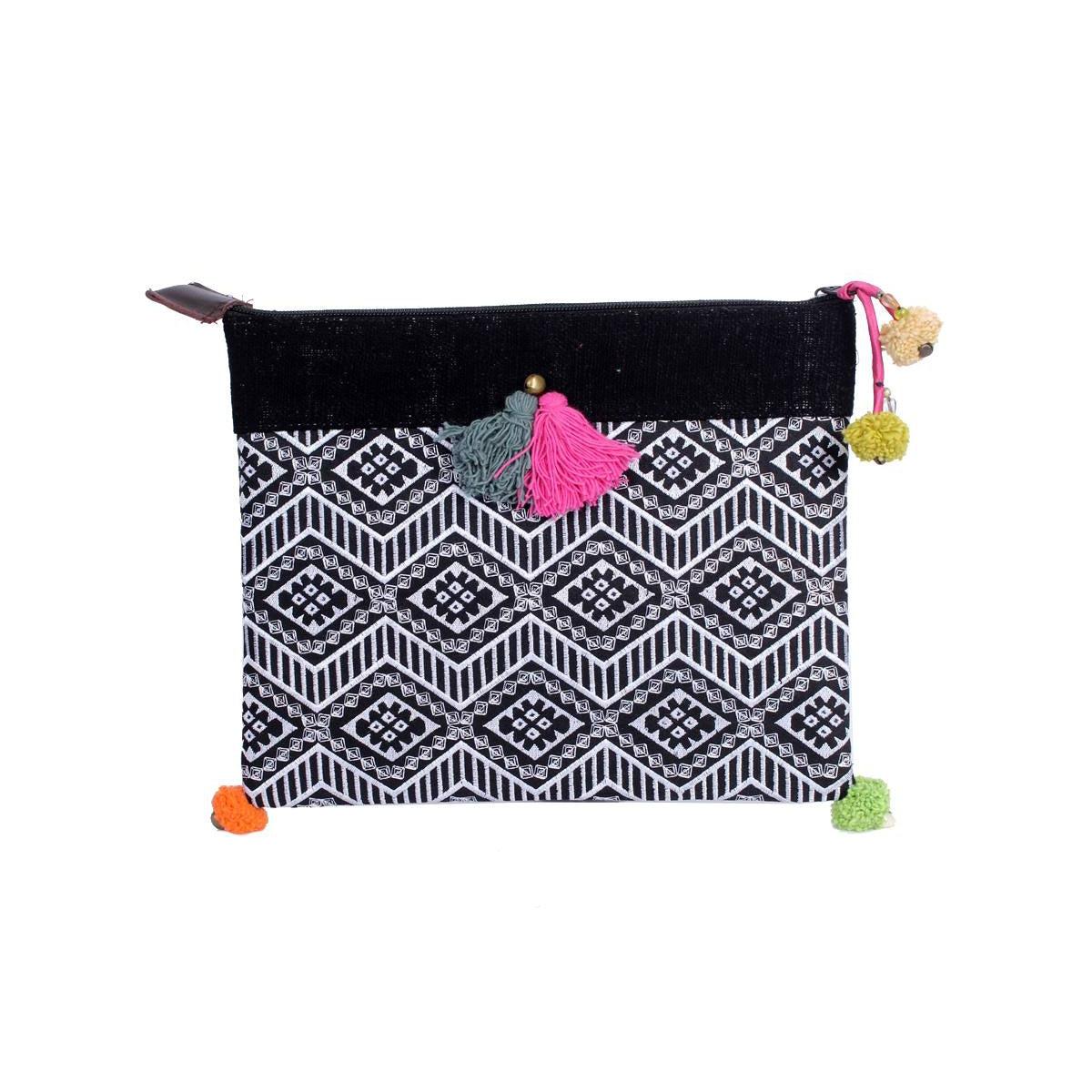 Handcrafted Embroidered Clutch | iPad Bag - Thailand Bags La Vie Bien Handcrafted Embroidered Clutch | iPad Bag - Thailand