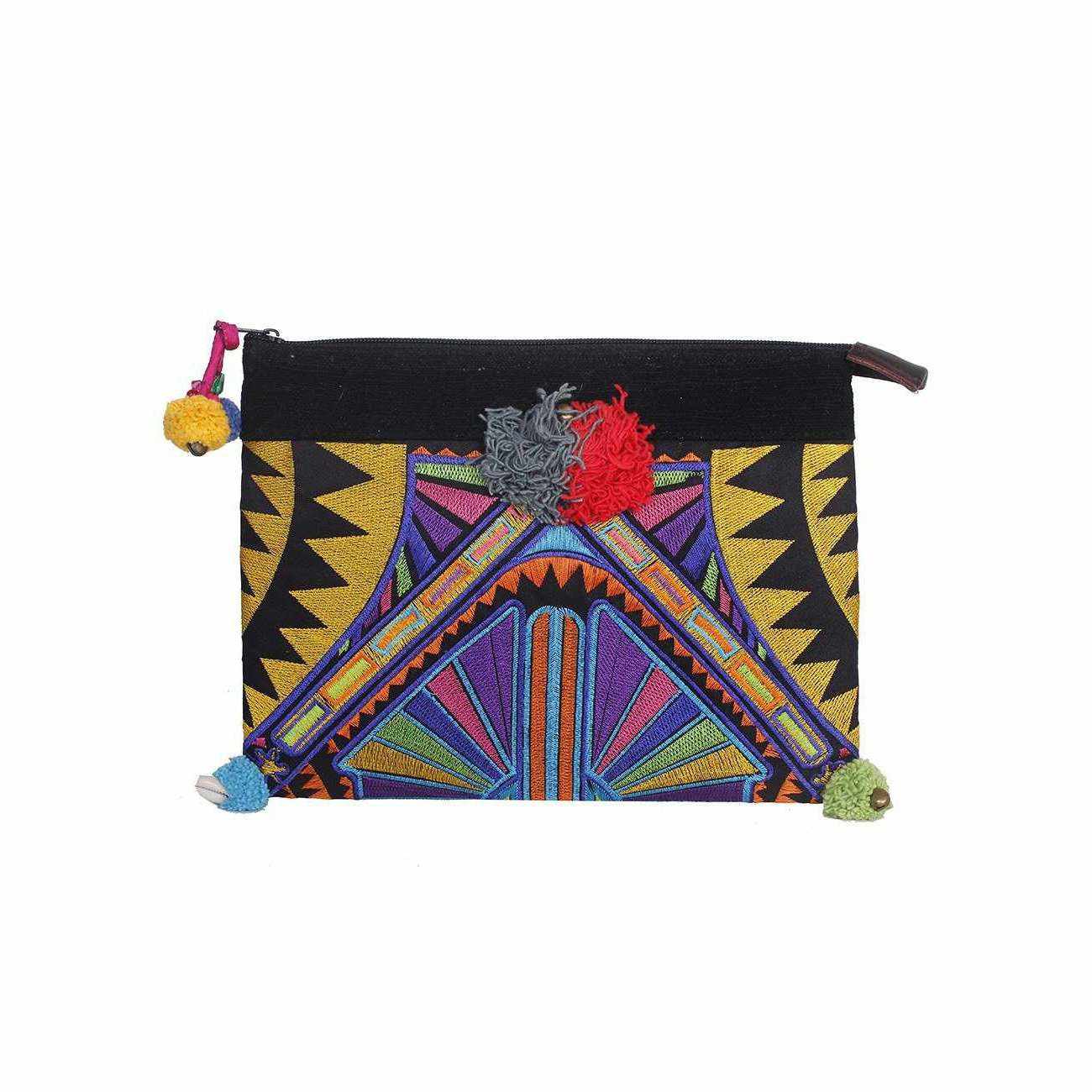 Handcrafted Embroidered Clutch | iPad Bag - Thailand Bags La Vie Bien Handcrafted Embroidered Clutch | iPad Bag - Thailand