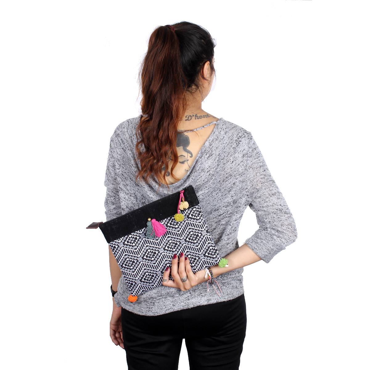 Handcrafted Embroidered Clutch | iPad Bag - Thailand Bags La Vie Bien Handcrafted Embroidered Clutch | iPad Bag - Thailand