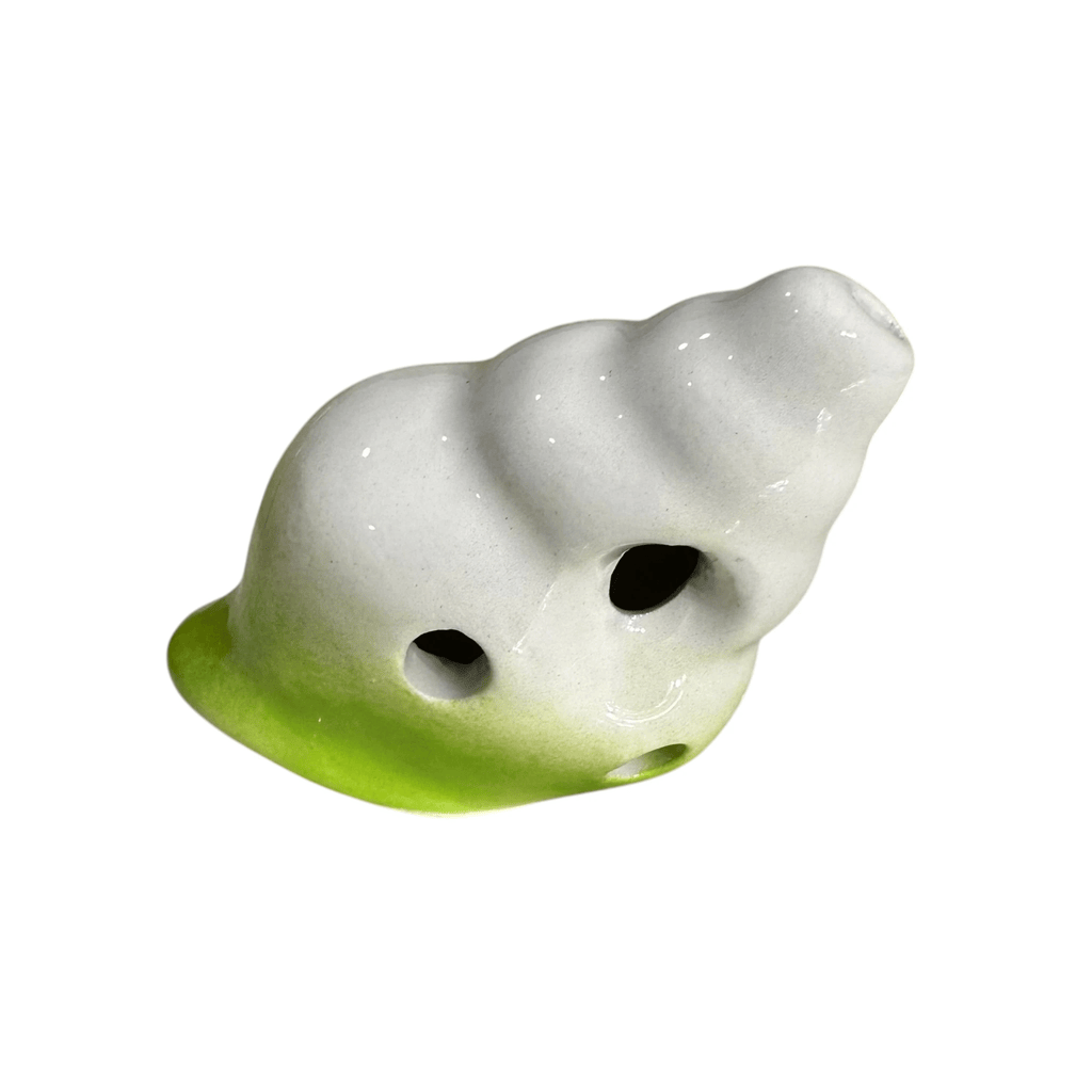 Handcrafted Lime Green Seashell Ceramic Ocarina – Musical Instrument by Music Frog Co