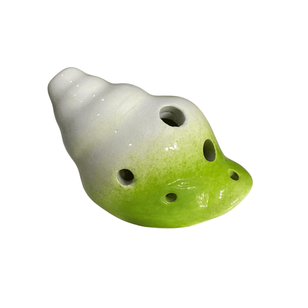 Handcrafted Lime Green Seashell Ceramic Ocarina – Musical Instrument by Music Frog Co