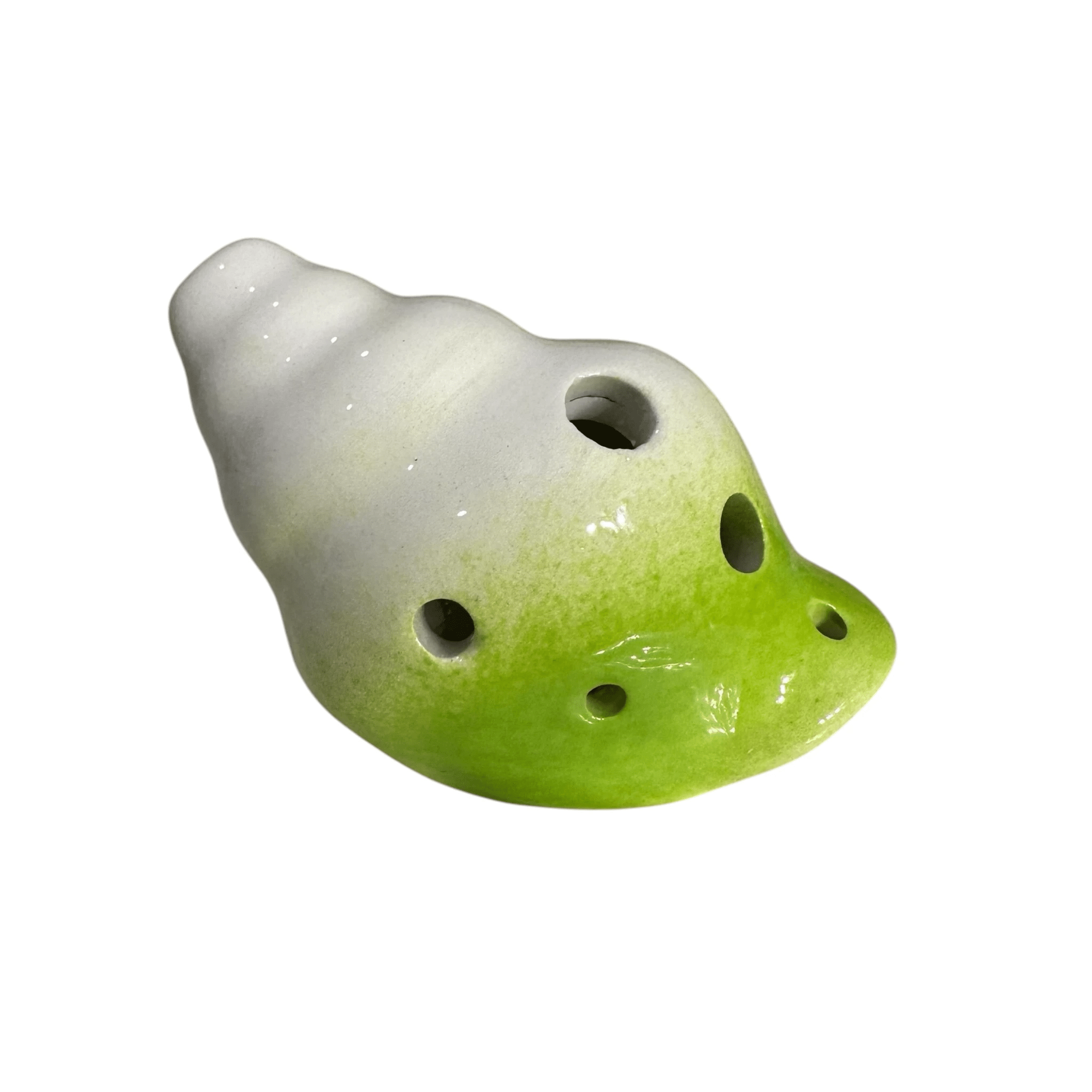 Handcrafted Lime Green Seashell Ceramic Ocarina – Musical Instrument by Music Frog Co