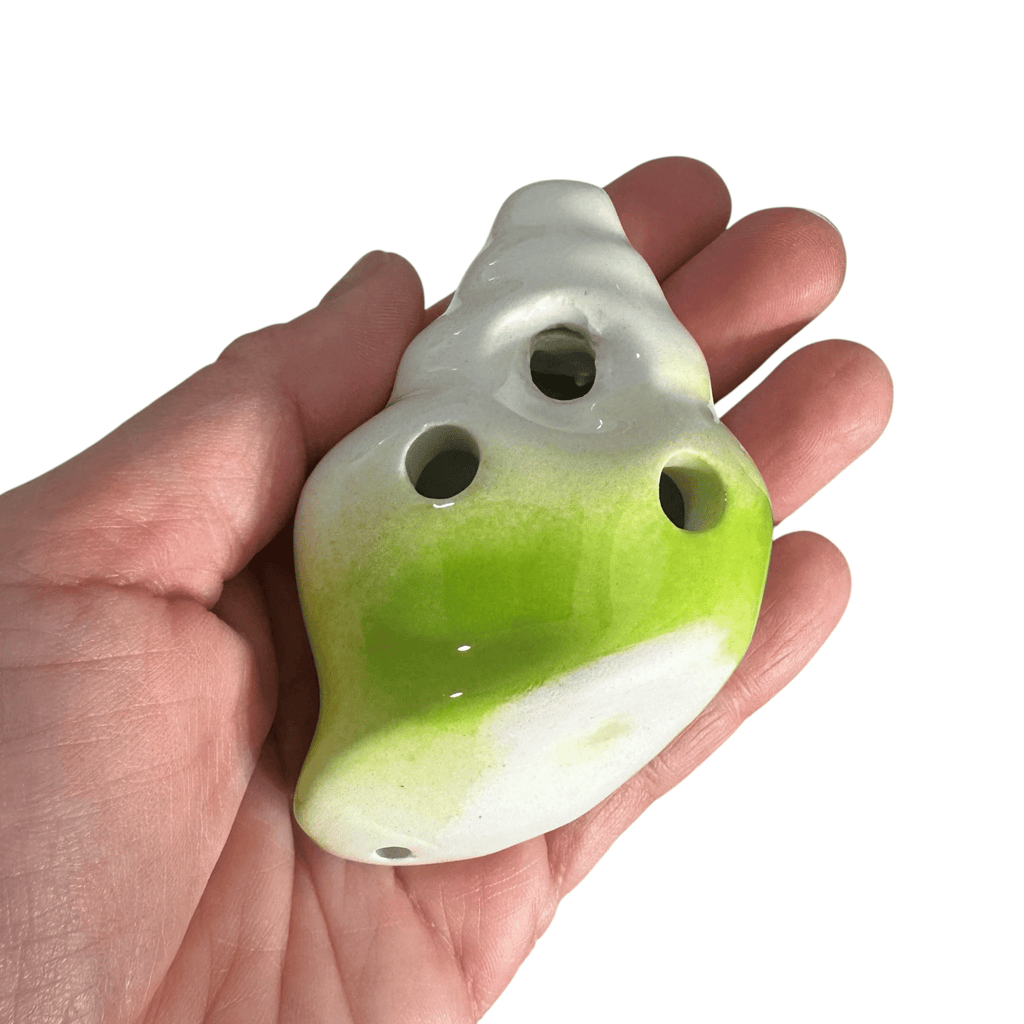 Handcrafted Lime Green Seashell Ceramic Ocarina – Musical Instrument by Music Frog Co