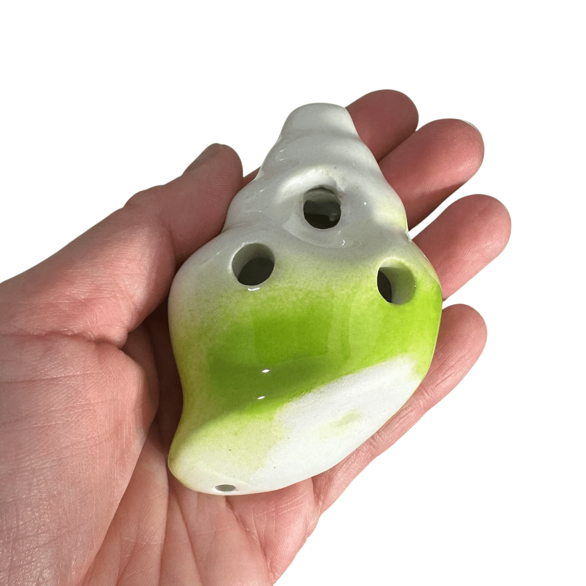 Handcrafted Lime Green Seashell Ceramic Ocarina – Musical Instrument by Music Frog Co