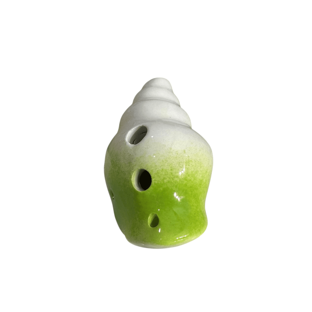 Handcrafted Lime Green Seashell Ceramic Ocarina – Musical Instrument by Music Frog Co