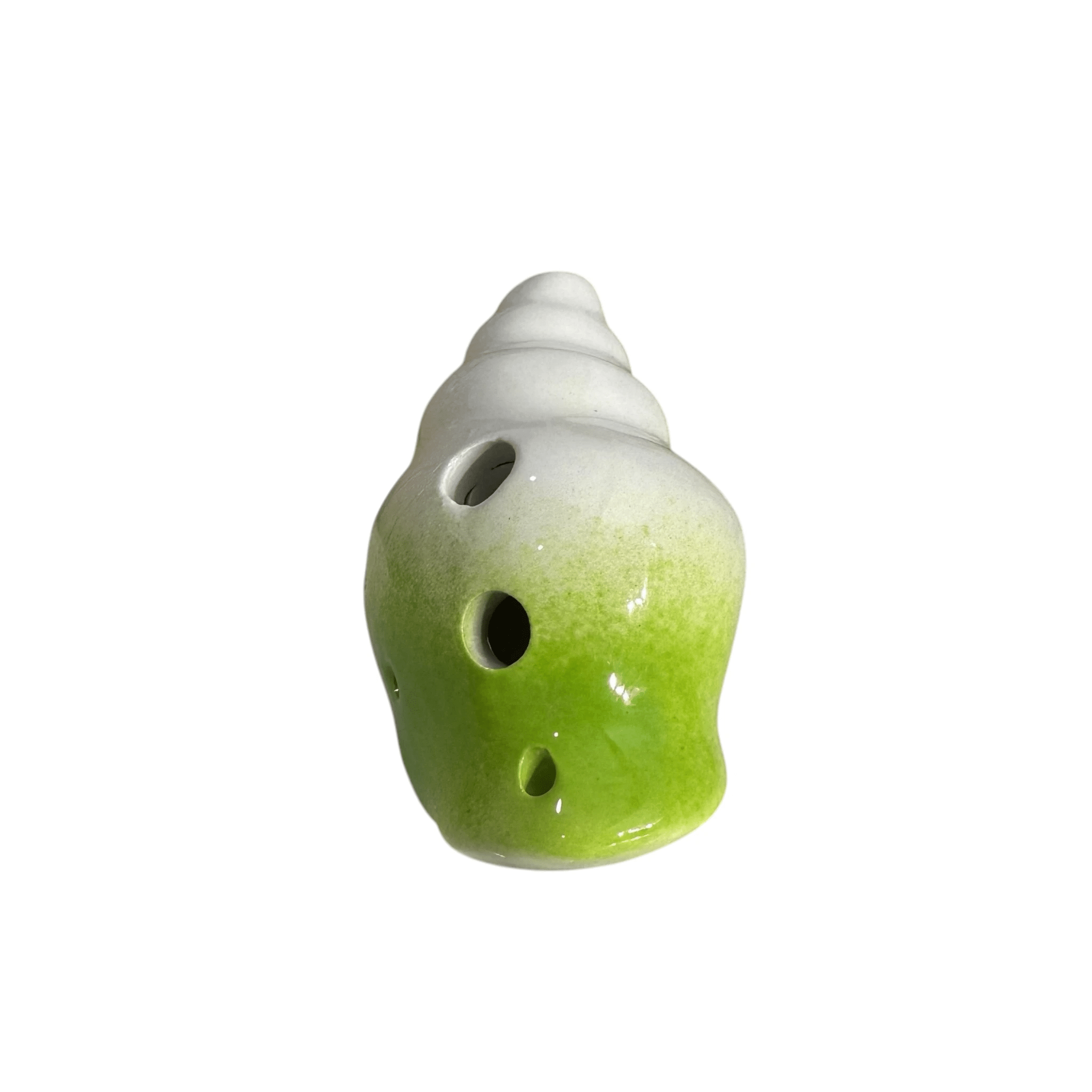 Handcrafted Lime Green Seashell Ceramic Ocarina – Musical Instrument by Music Frog Co