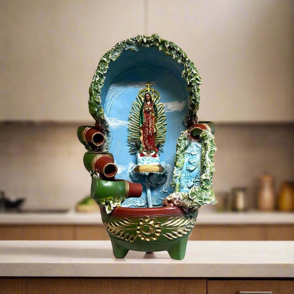 Handcrafted Mexican Outdoor Fountain | Painted Traditional Water Feature Talavera Fountain La Vie Bien Handcrafted Mexican Outdoor Fountain | Painted Traditional Water Feature