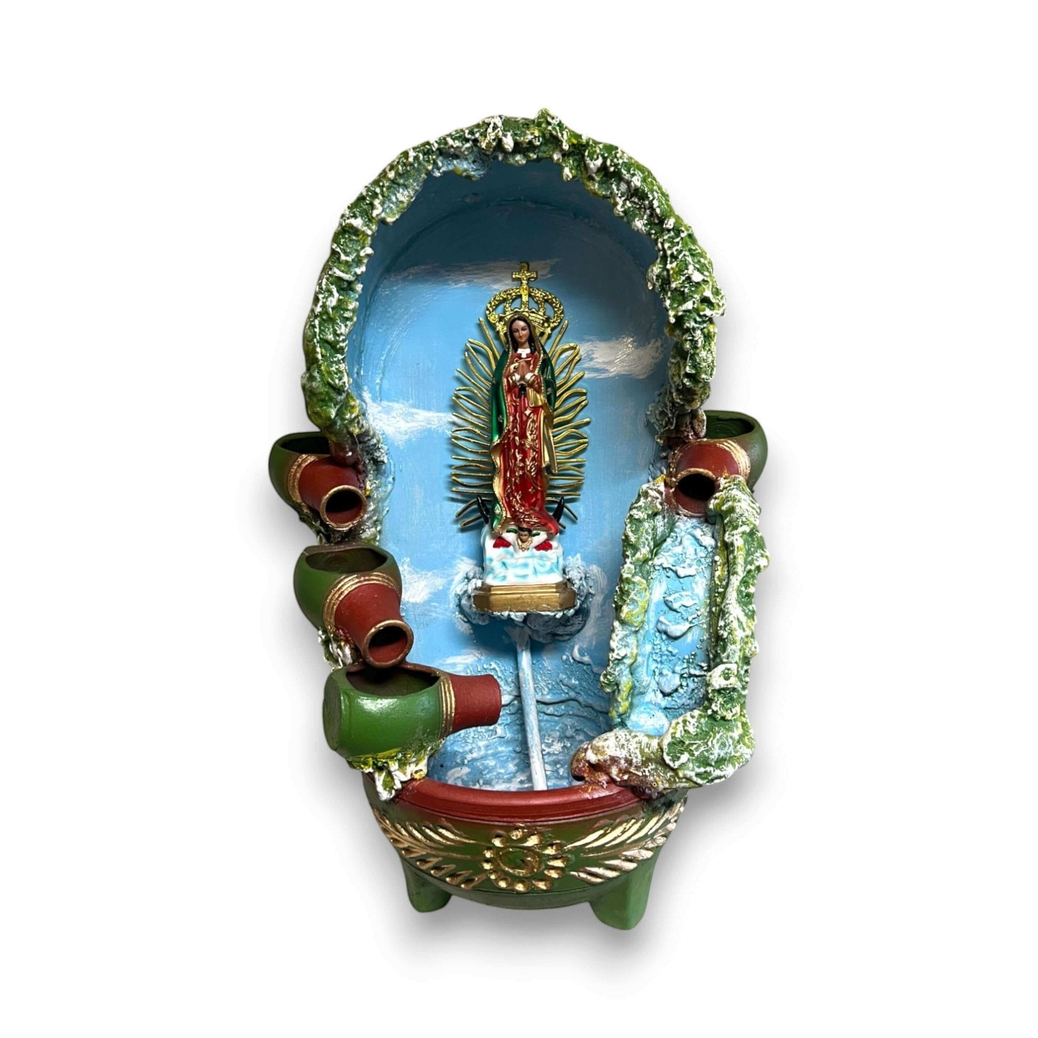 Handcrafted Mexican Outdoor Fountain | Painted Traditional Water Feature Talavera Fountain La Vie Bien Handcrafted Mexican Outdoor Fountain | Painted Traditional Water Feature