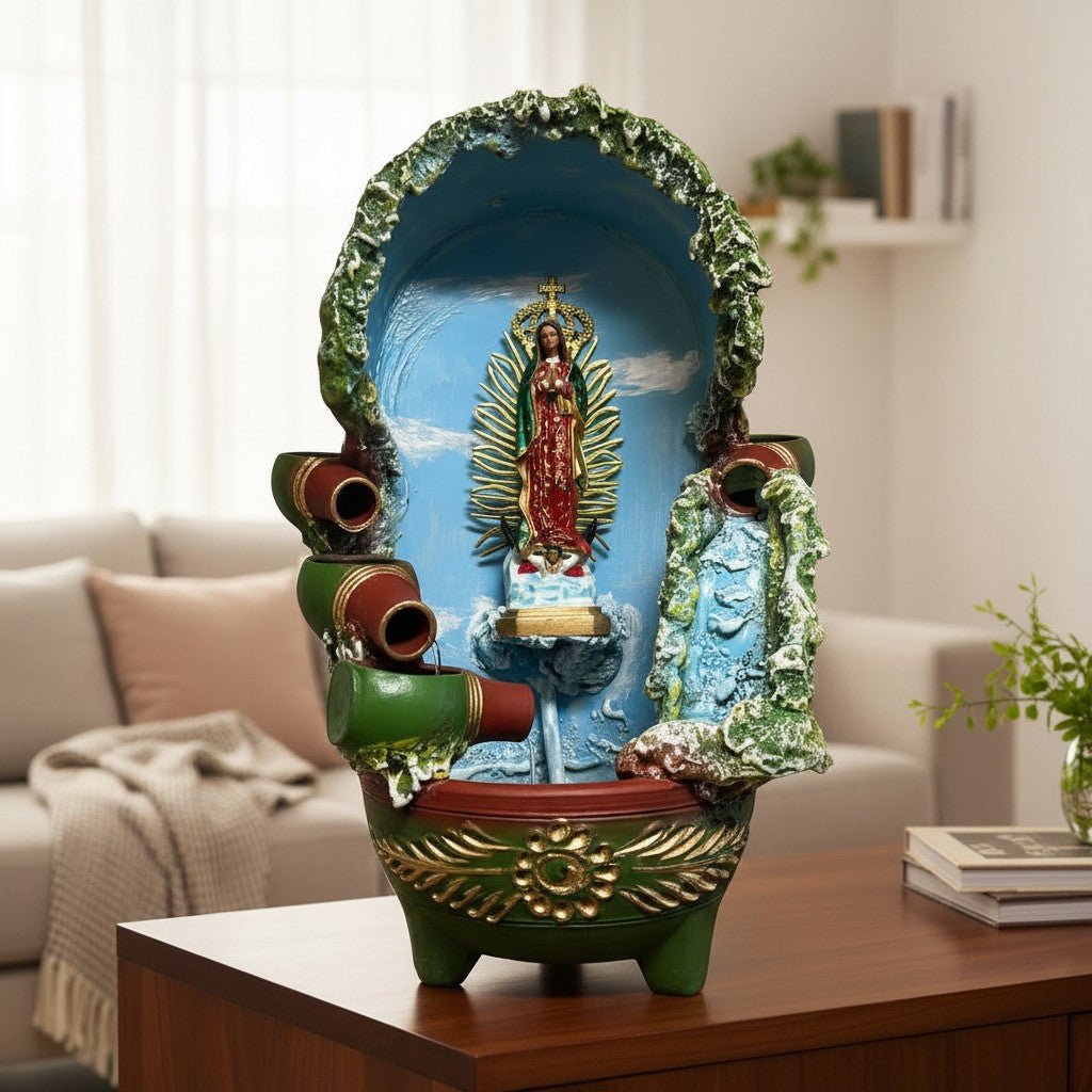 Handcrafted Mexican Outdoor Fountain | Painted Traditional Water Feature Talavera Fountain La Vie Bien Handcrafted Mexican Outdoor Fountain | Painted Traditional Water Feature