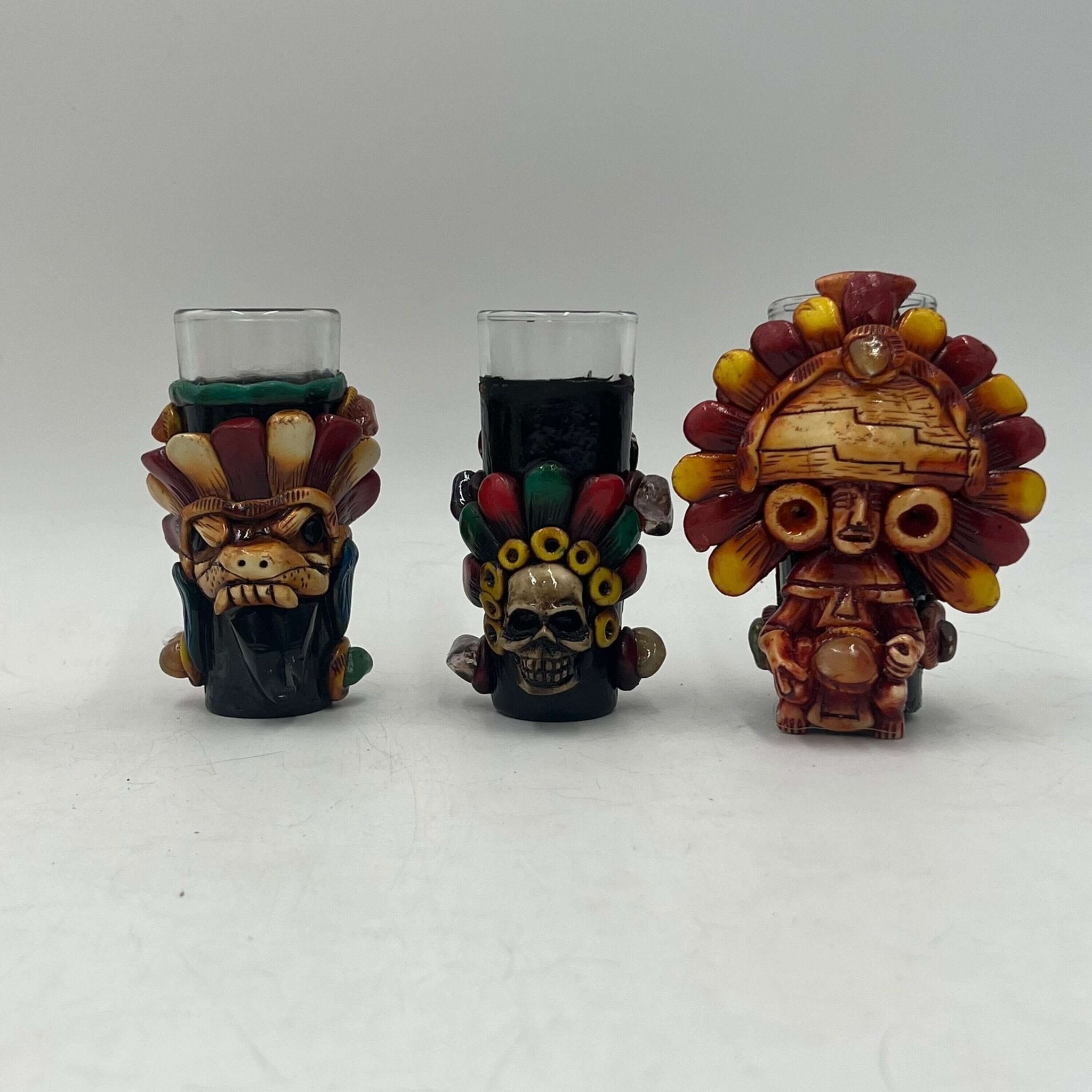 Handcrafted Mexican Shot Glass | Aztec Warrior Design Aztec Decor La Vie Bien Handcrafted Mexican Shot Glass | Aztec Warrior Design