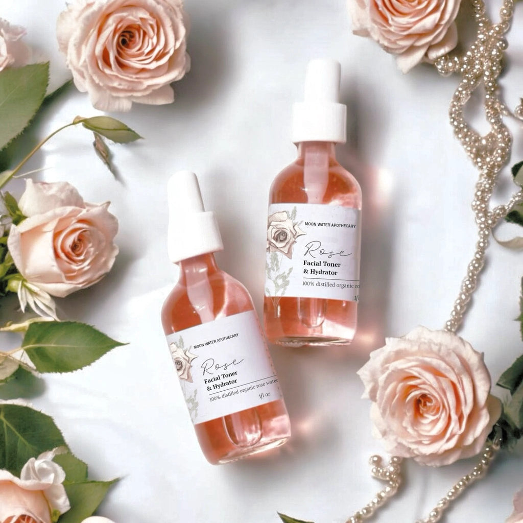 Handcrafted Rose Water Facial Toner, ALL Skin Types - Organic Soothing, Hydrating Skin Care - by Moon Water Apothecary!