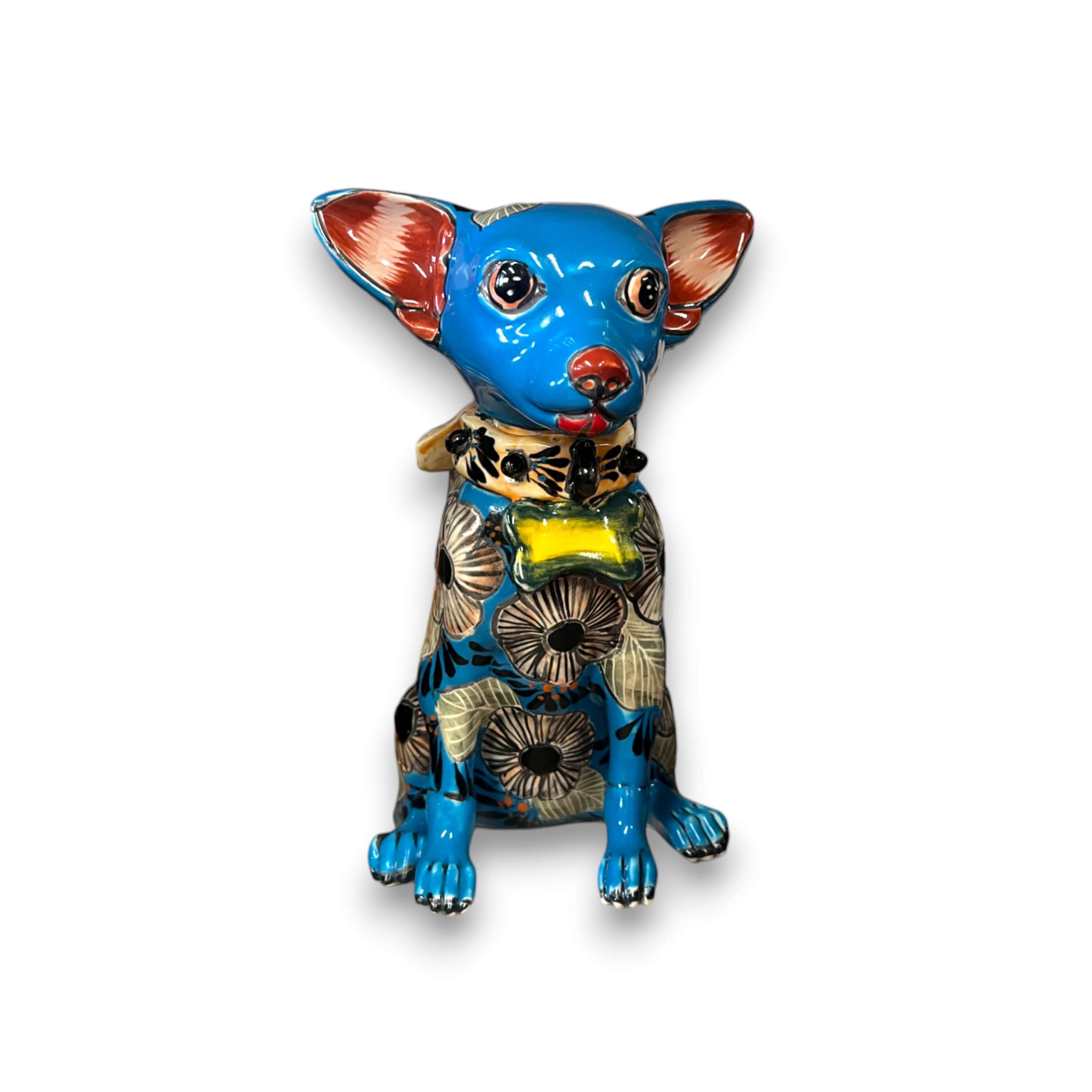 Talavera Chihuahua Statue | Handcrafted Mexican Dog Figurine