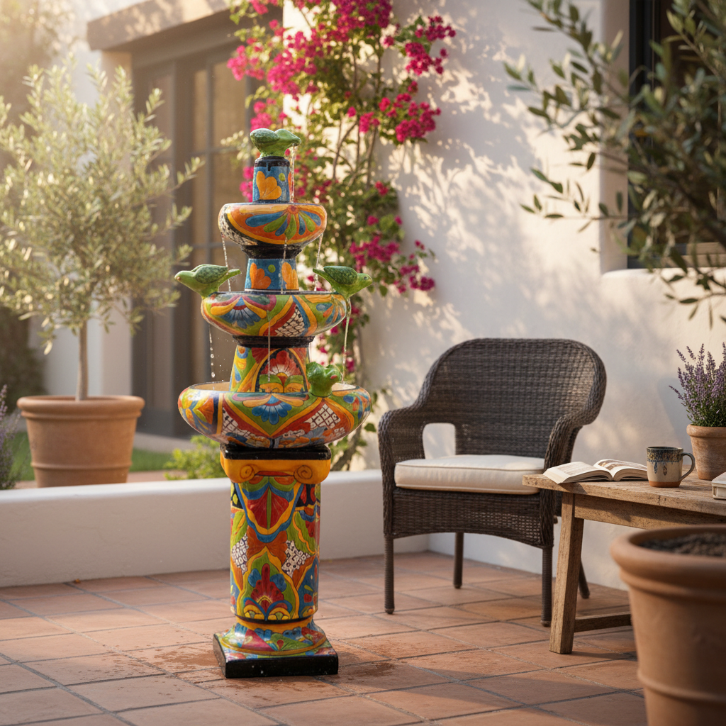 Handcrafted Talavera Fountain | Authentic Mexican Art (4ft Tall) Talavera Fountain La Vie Bien Handcrafted Talavera Fountain | Authentic Mexican Art (4ft Tall)
