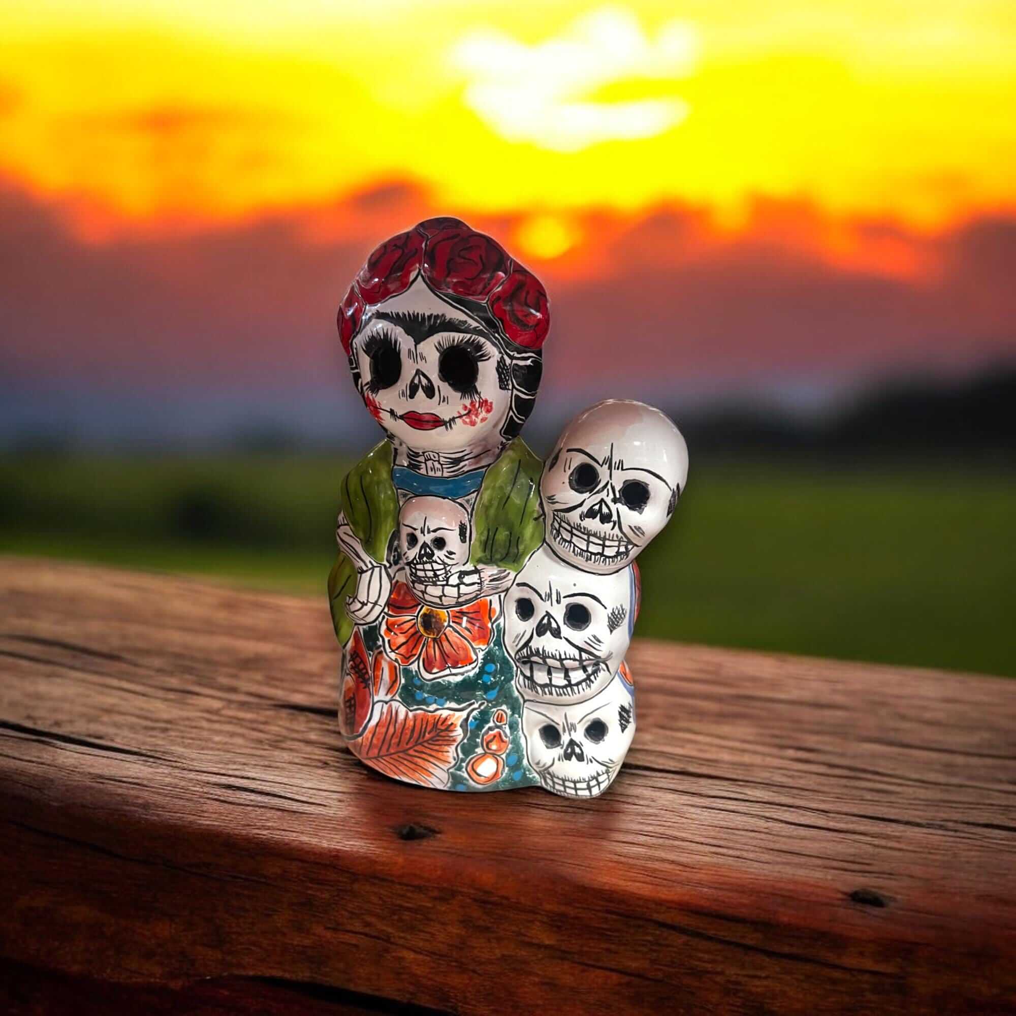Handcrafted Talavera Frida Statue | Colorful Day of the Dead Calavera Skull Decor Talavera Figurine La Vie Bien Handcrafted Talavera Frida Statue | Colorful Day of the Dead Calavera Skull Decor