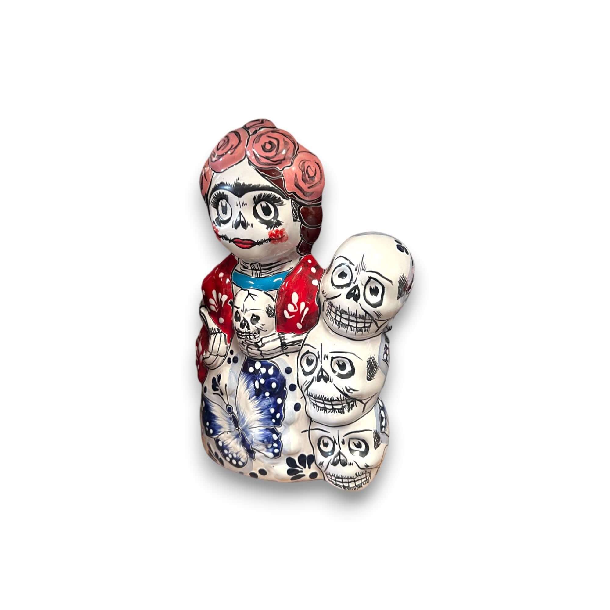 Handcrafted Talavera Frida Statue | Colorful Day of the Dead Calavera Skull Decor Talavera Figurine La Vie Bien Handcrafted Talavera Frida Statue | Colorful Day of the Dead Calavera Skull Decor