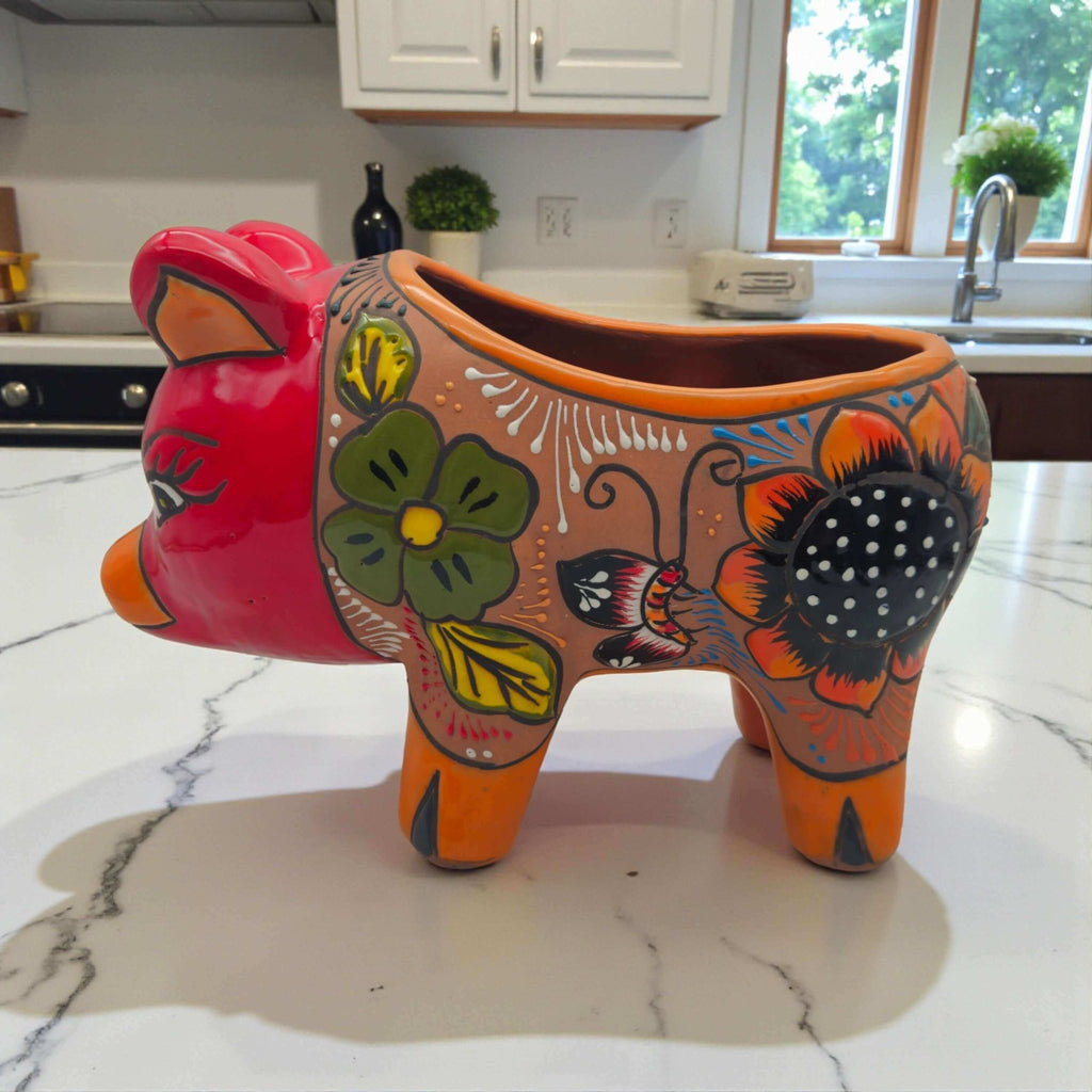 Handcrafted Talavera Pig Planter | Mexican Terracotta Art Talavera Planter La Vie Bien Handcrafted Talavera Pig Planter | Mexican Terracotta Art