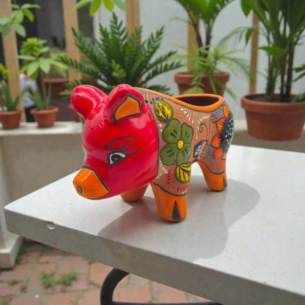 Handcrafted Talavera Pig Planter | Mexican Terracotta Art Talavera Planter La Vie Bien Handcrafted Talavera Pig Planter | Mexican Terracotta Art