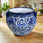 Handcrafted Talavera Planter | Blue & White Flower Pot Talavera Flower Pot La Vie Bien Handcrafted Talavera Planter | Blue & White Flower Pot