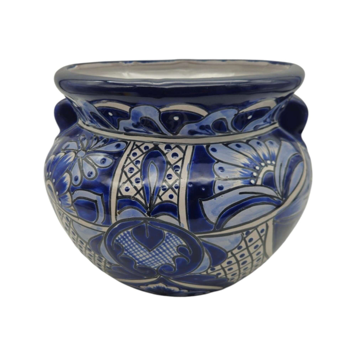 Handcrafted Talavera Planter | Blue & White Flower Pot Talavera Flower Pot La Vie Bien Handcrafted Talavera Planter | Blue & White Flower Pot