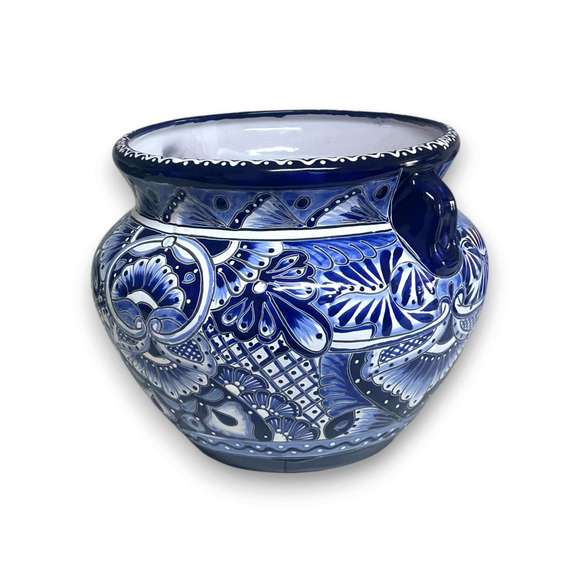 Handcrafted Talavera Planter | Blue & White Flower Pot Talavera Flower Pot La Vie Bien Handcrafted Talavera Planter | Blue & White Flower Pot