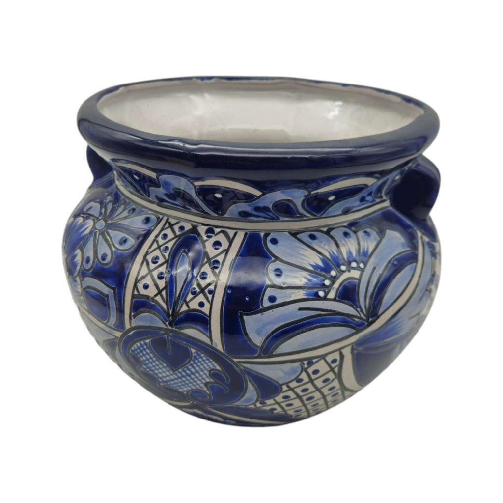 Handcrafted Talavera Planter | Blue & White Flower Pot Talavera Flower Pot La Vie Bien Handcrafted Talavera Planter | Blue & White Flower Pot