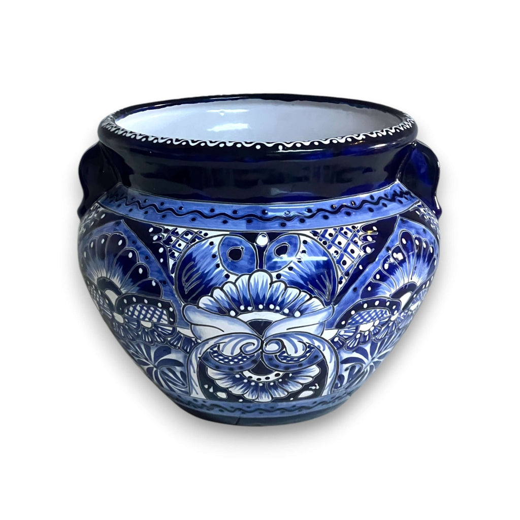 Handcrafted Talavera Planter | Blue & White Flower Pot Talavera Flower Pot La Vie Bien Handcrafted Talavera Planter | Blue & White Flower Pot