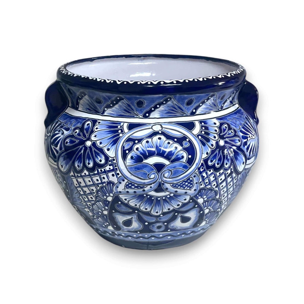 Handcrafted Talavera Planter | Blue & White Flower Pot Talavera Flower Pot La Vie Bien Handcrafted Talavera Planter | Blue & White Flower Pot