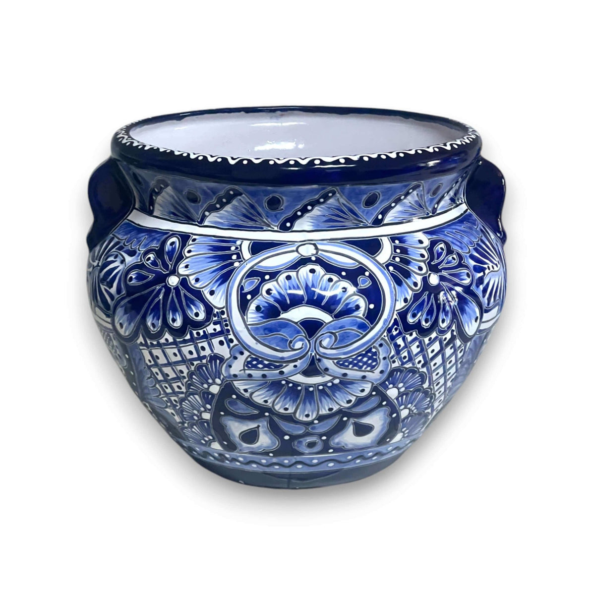 Handcrafted Talavera Planter | Blue & White Flower Pot Talavera Flower Pot La Vie Bien Handcrafted Talavera Planter | Blue & White Flower Pot