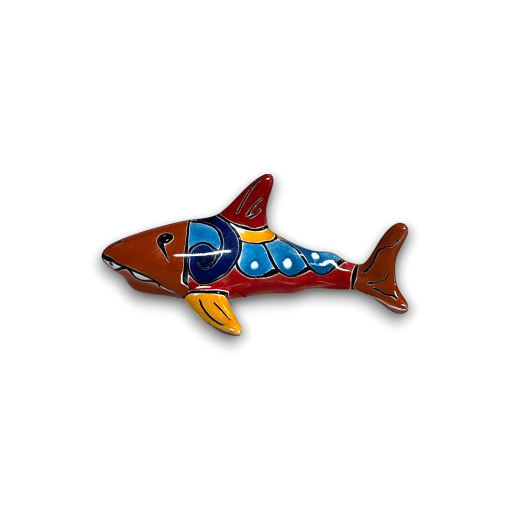 Vibrant Talavera Shark Figurine | Handcrafted Mexican Decor