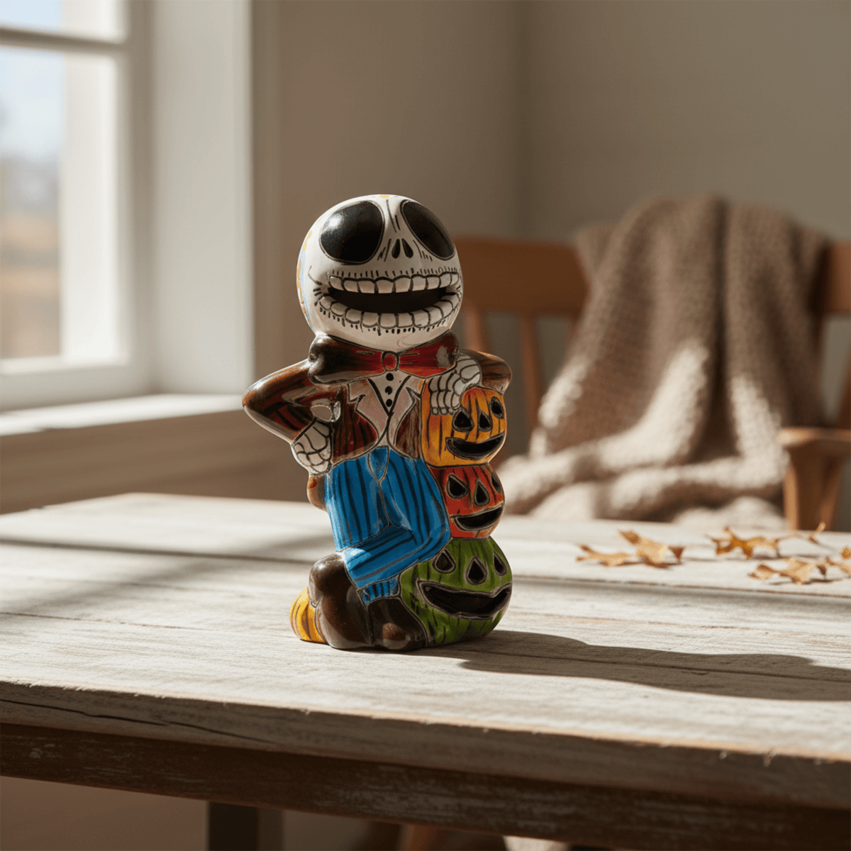 Handcrafted Talavera Skeleton Statue | Vibrant Day of the Dead Calavera Decor Talavera Day of the Dead Statue La Vie Bien Handcrafted Talavera Skeleton Statue | Vibrant Day of the Dead Calavera Decor