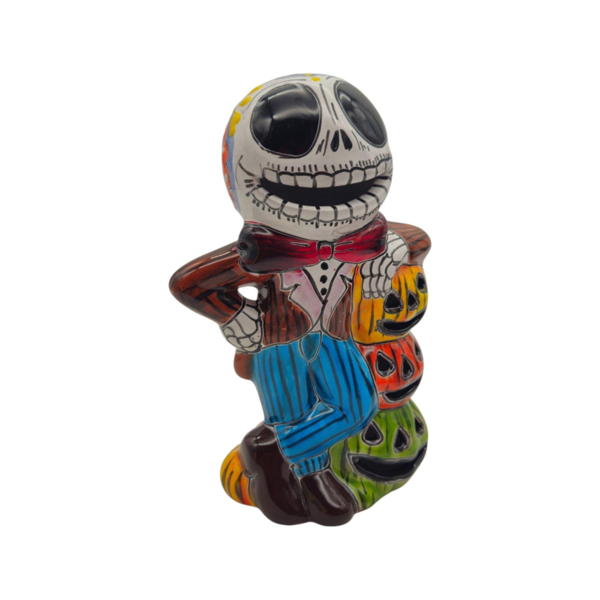 Handcrafted Talavera Skeleton Statue | Vibrant Day of the Dead Calavera Decor Talavera Day of the Dead Statue La Vie Bien Handcrafted Talavera Skeleton Statue | Vibrant Day of the Dead Calavera Decor