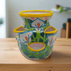 Handcrafted Talavera Strawberry Pot | Bumble Bee Garden Planter