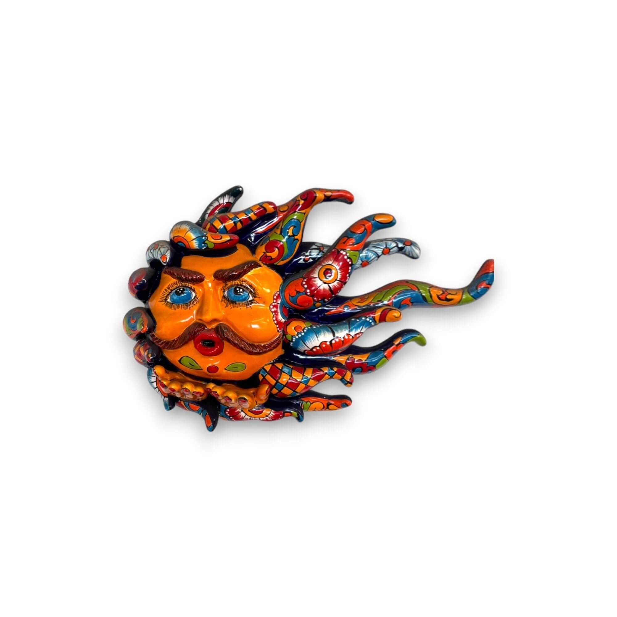 Handcrafted Talavera Sun Face | Colorful Mexican Wall Art